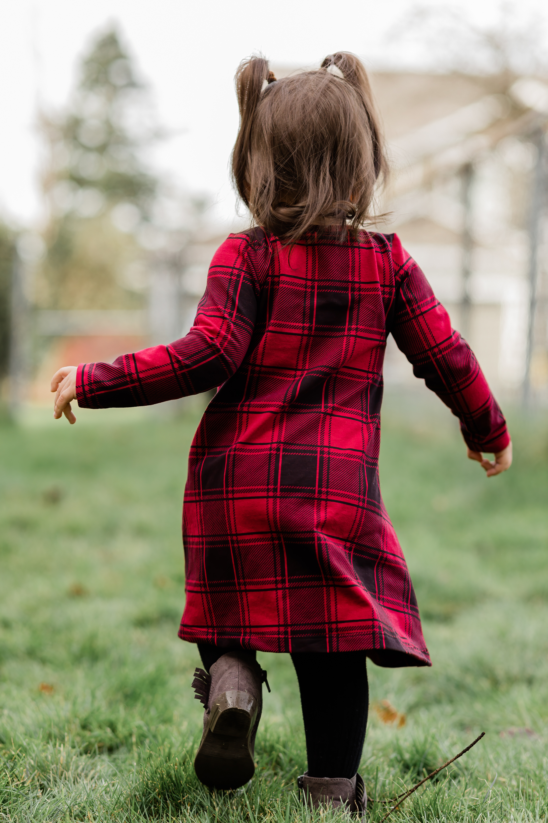 Red Plaid Christmas Dress Sewing with katili*made