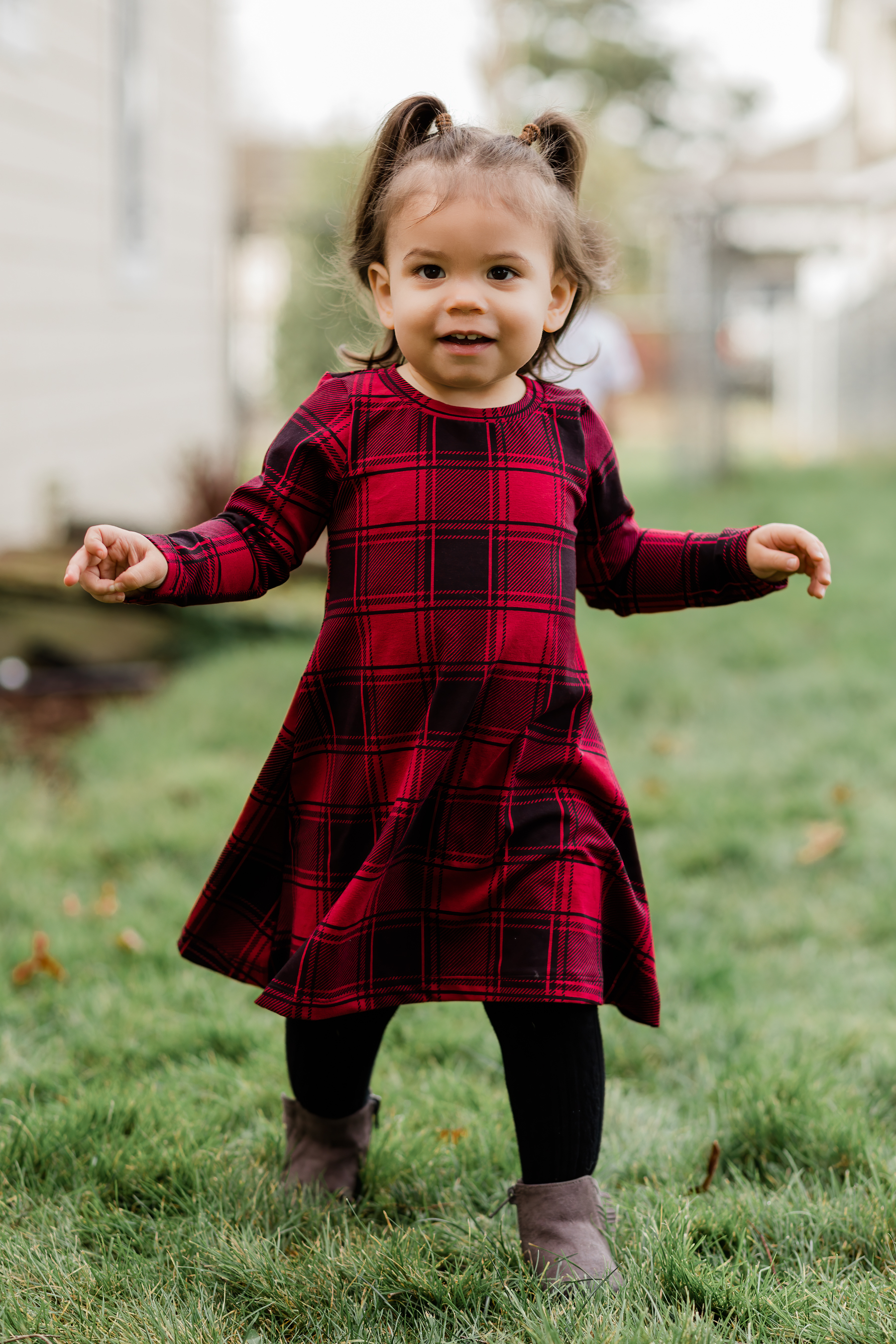 Red Plaid Christmas Dress Sewing with katili*made